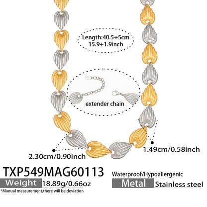 316L Stainless Steel Geometric Watermelon Heart Two-Tone Necklace, Bracelet & Body Chain - Image 2