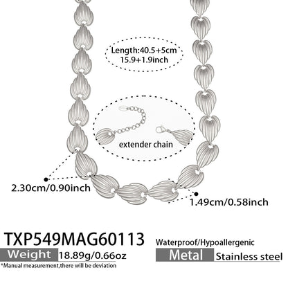 316L Stainless Steel Geometric Watermelon Heart Two-Tone Necklace, Bracelet & Body Chain - Image 6