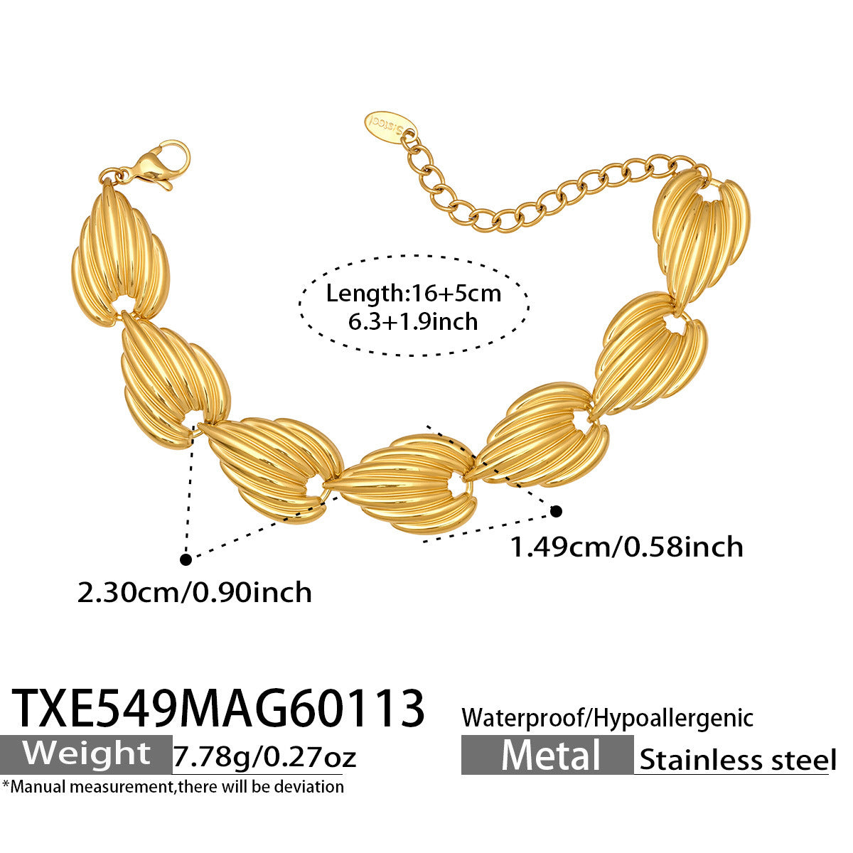 316L Stainless Steel Geometric Watermelon Heart Two-Tone Necklace, Bracelet & Body Chain - Image 8