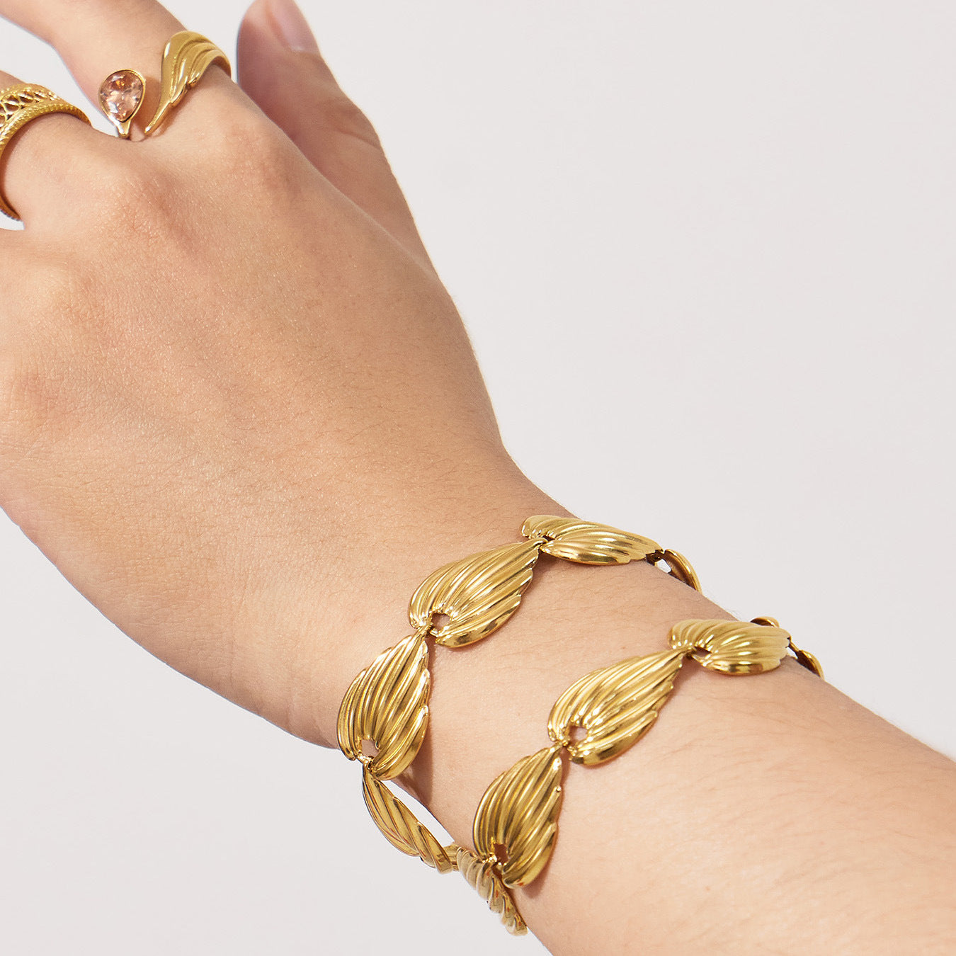 316L Stainless Steel Geometric Watermelon Heart Two-Tone Necklace, Bracelet & Body Chain - Image 9