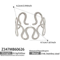 Steel Geometric Wave Open Cuff Bracelet / Bangle
