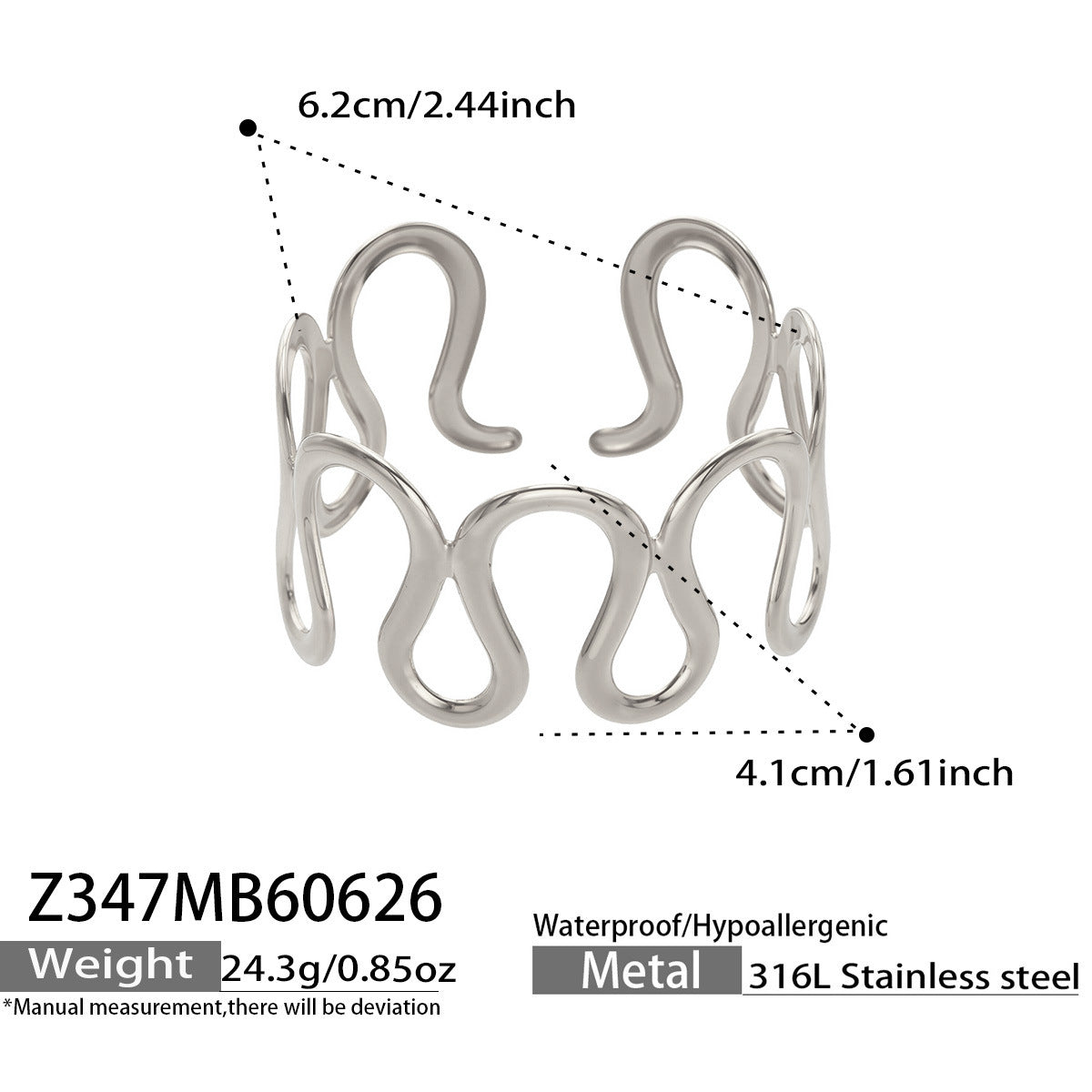 316L Stainless Steel 18K PVD Gold Geometric Wave Bangle made with 316L stainless steel and 18K PVD gold finish for wholesale jewelry buyers - image 10