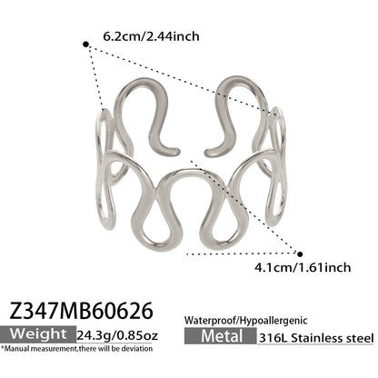 316L Stainless Steel 18K PVD Gold Geometric Wave Bangle made with 316L stainless steel and 18K PVD gold finish for wholesale jewelry buyers - image 10