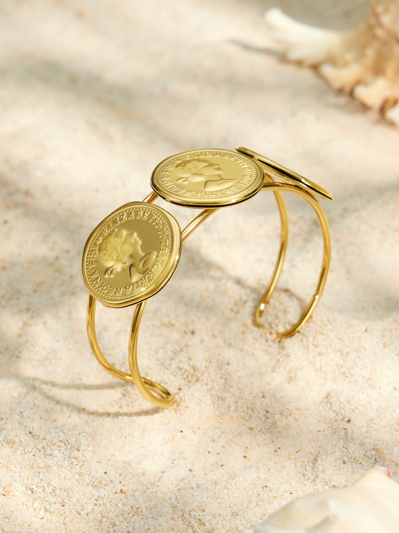 316L Stainless Steel 18K PVD Gold Geometric Wave Bangle made with 316L stainless steel and 18K PVD gold finish for wholesale jewelry buyers - image 5