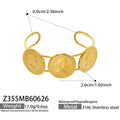 Gold Portrait Coin Open Cuff Bracelet / Bangle
