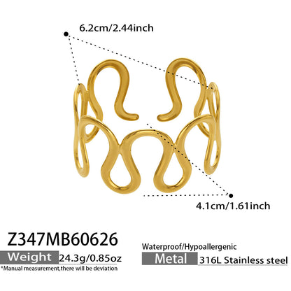 316L Stainless Steel 18K PVD Gold Geometric Wave Bangle made with 316L stainless steel and 18K PVD gold finish for wholesale jewelry buyers - image 9