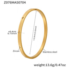 316L Stainless Steel Geometric Zircon Cuff Bangle - Image 10