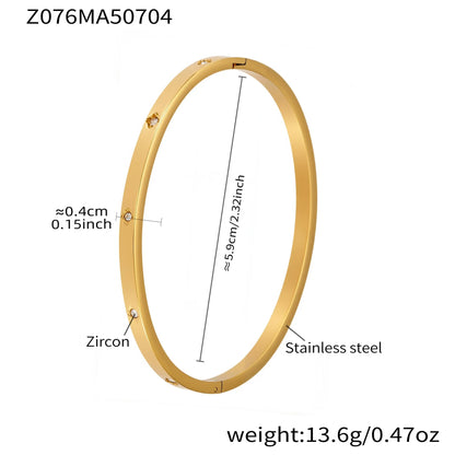 316L Stainless Steel Geometric Zircon Cuff Bangle - Image 10