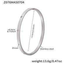 316L Stainless Steel Geometric Zircon Cuff Bangle - Image 11