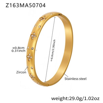 316L Stainless Steel Geometric Zircon Cuff Bangle - Image 12