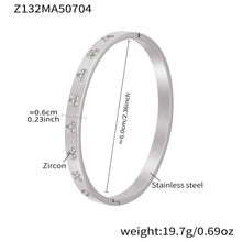 316L Stainless Steel Geometric Zircon Cuff Bangle - Image 15