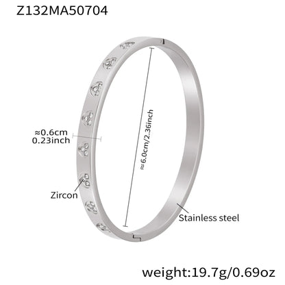 316L Stainless Steel Geometric Zircon Cuff Bangle - Image 15