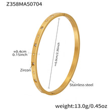 316L Stainless Steel Geometric Zircon Cuff Bangle - Image 16