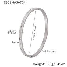 316L Stainless Steel Geometric Zircon Cuff Bangle - Image 17