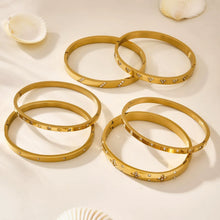 316L Stainless Steel Geometric Zircon Cuff Bangle - Image 3