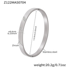 316L Stainless Steel Geometric Zircon Cuff Bangle - Image 7
