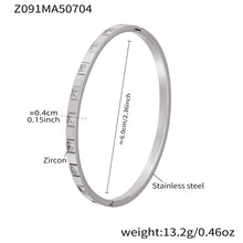 316L Stainless Steel Geometric Zircon Cuff Bangle - Image 9
