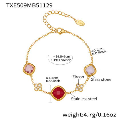 316L stainless steel glass stone bracelet adjustable wholesale jewelry