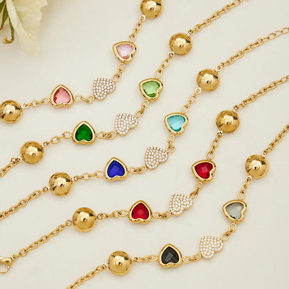 316L stainless steel glass stone bracelet designed for bulk and wholesale supply