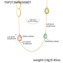 316L Stainless Steel Faceted Glass & Hollow Circle Long Statement Necklace