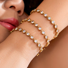 Elegant 316L stainless steel gold chain bracelet with white zircon