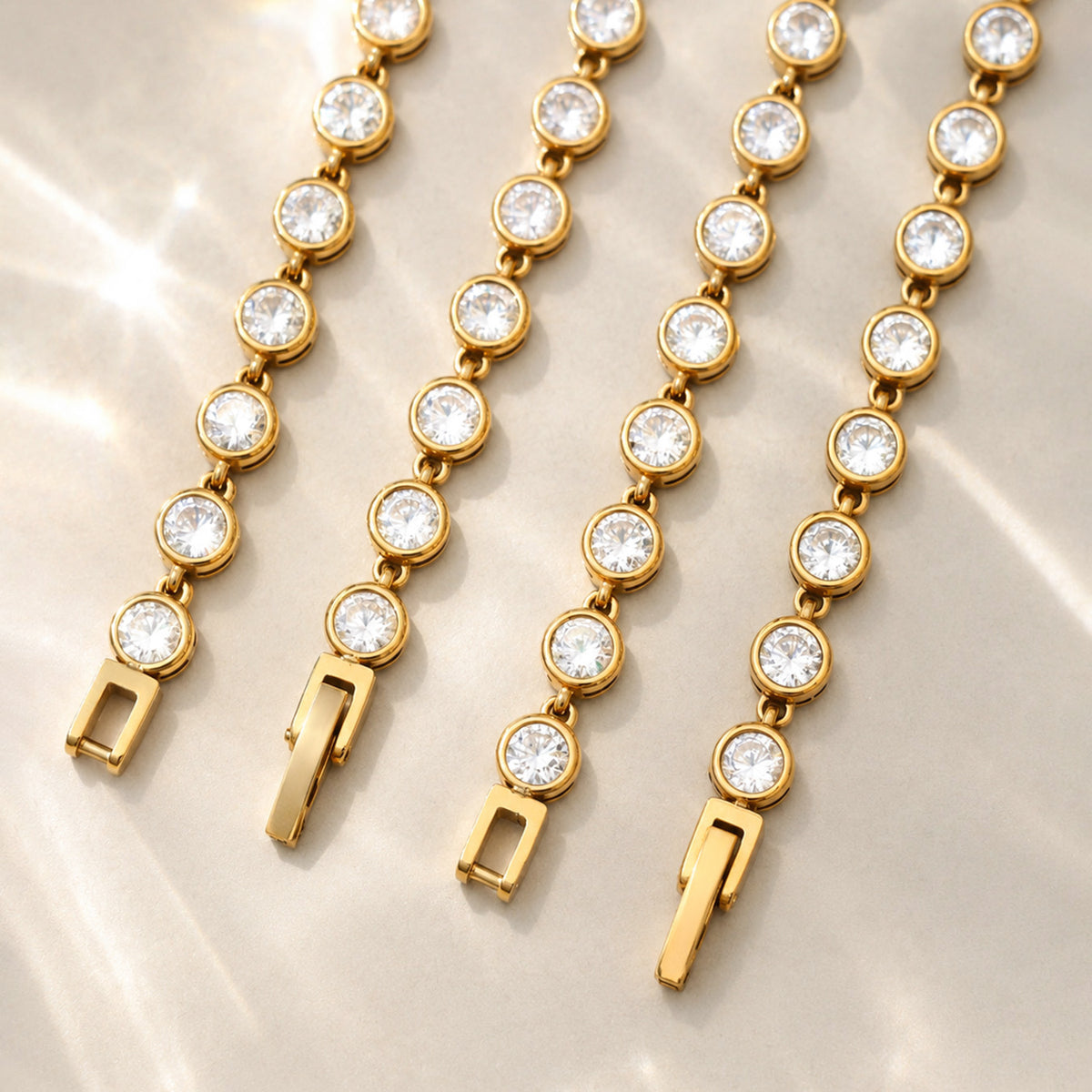 Close-up of the luxurious 18K PVD gold finish bracelet