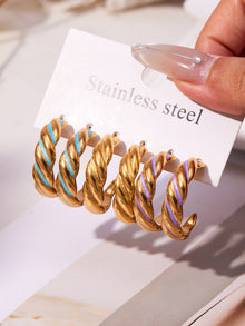 316L Stainless Steel C-Hoop Spiral Enamel Drop Earrings