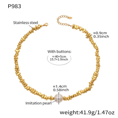 316L stainless steel irregular pearl necklace size and weight details 41.9g