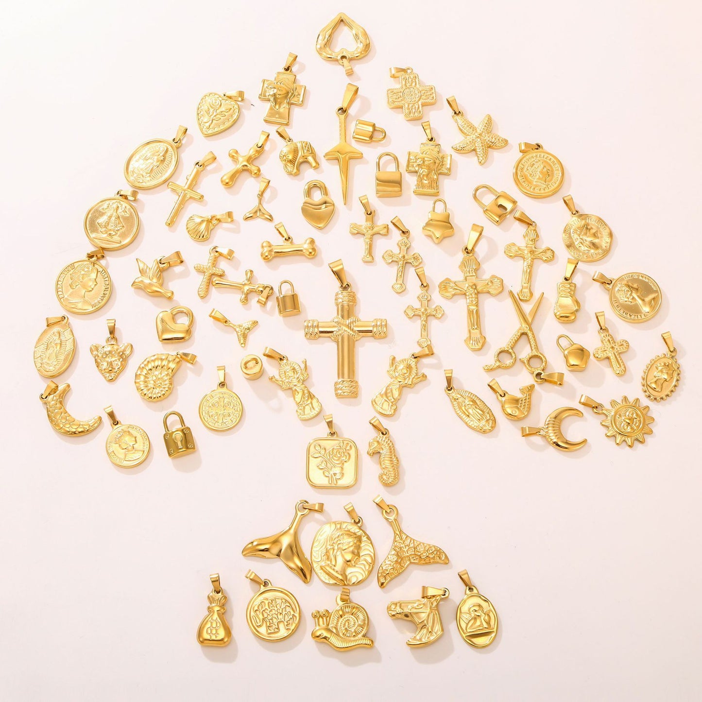 316L Stainless Steel Gold Pendant Necklace Charm Collection