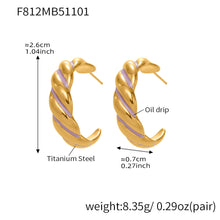 316L Stainless Steel C-Hoop Spiral Enamel Drop Earrings