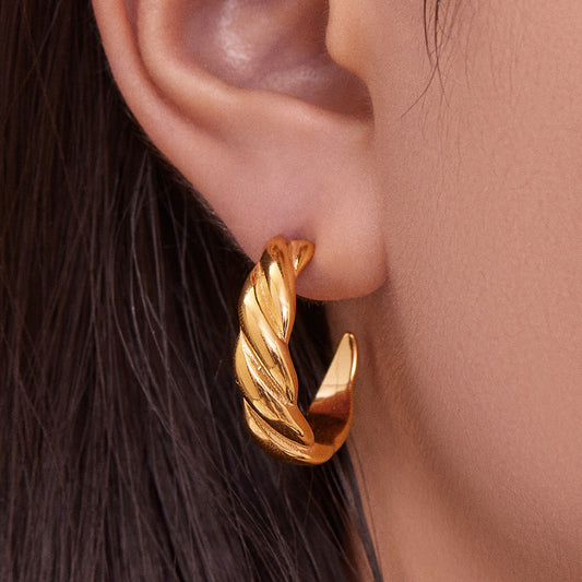 316L Stainless Steel C-Hoop Spiral Enamel Drop Earrings