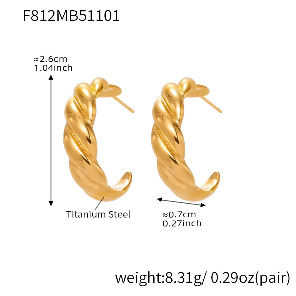 316L Stainless Steel C-Hoop Spiral Enamel Drop Earrings