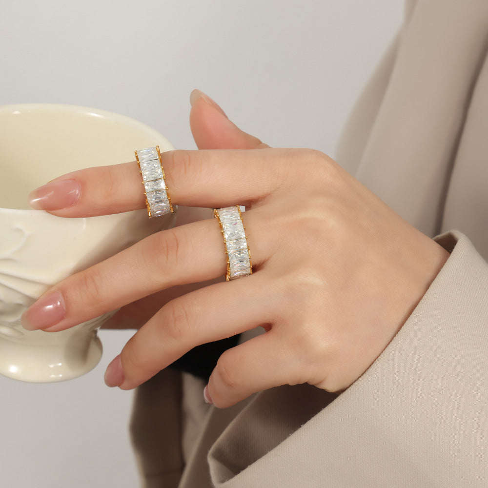 316L Stainless Steel 18K PVD Gold Zircon Design Ring made with 316L stainless steel and 18K PVD gold finish for wholesale jewelry buyers - image 5