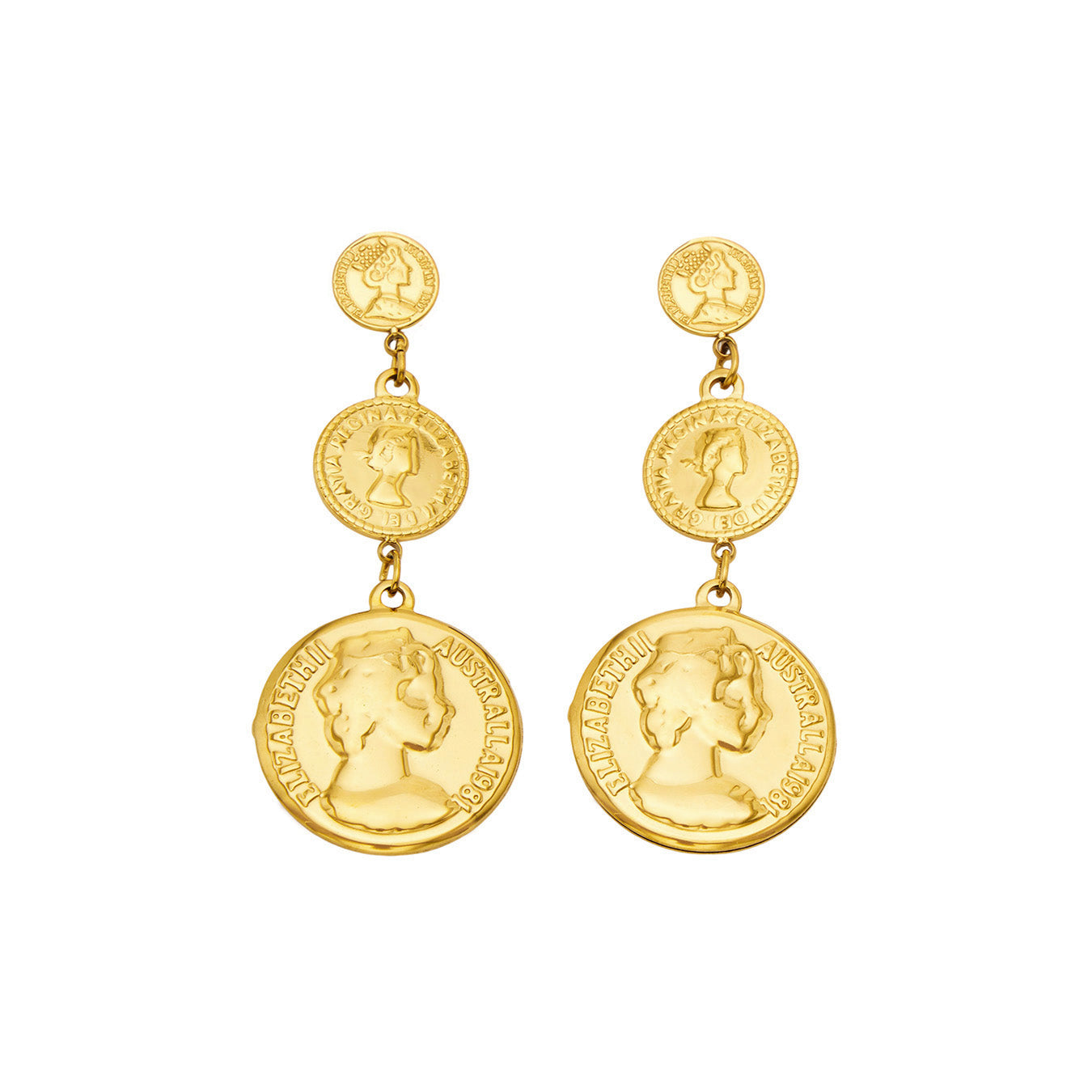 316L Stainless Steel 18K PVD Gold Gradual Coin Earrings made with 316L stainless steel and 18K PVD gold finish for wholesale jewelry buyers - image 3