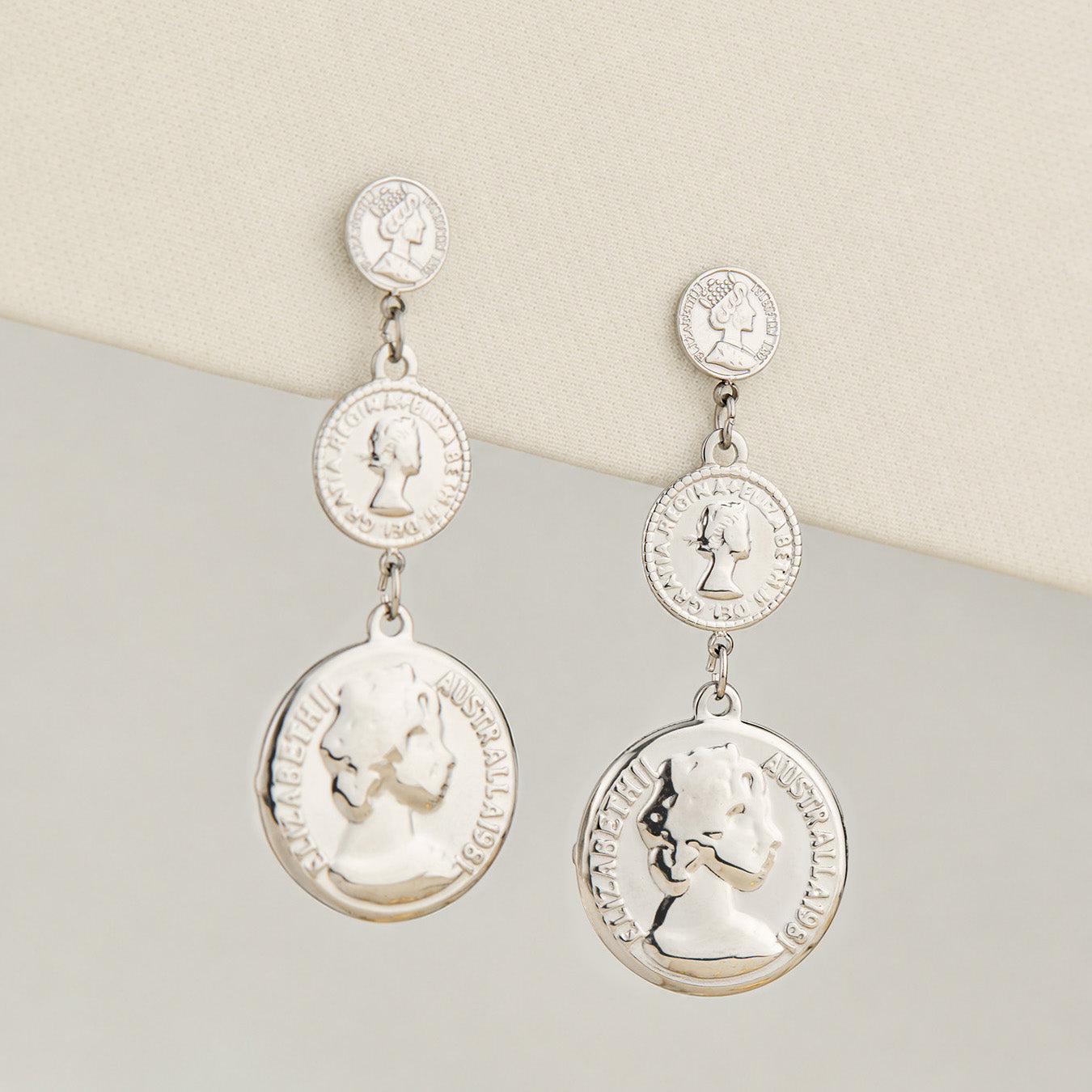 316L Stainless Steel 18K PVD Gold Gradual Coin Earrings made with 316L stainless steel and 18K PVD gold finish for wholesale jewelry buyers - image 7