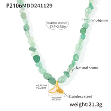 316L stainless steel Green Strawberry Stone & Aquamarine Layered Necklace product card view for wholesale necklace buyers