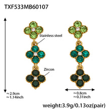 316L Stainless Steel Dopamine Four-Leaf Zircon Jewelry Set – Ring Necklace Bracelet Earrings