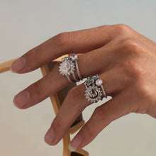 316L Stainless Steel Green Zircon Sunburst Open Ring - Image 1