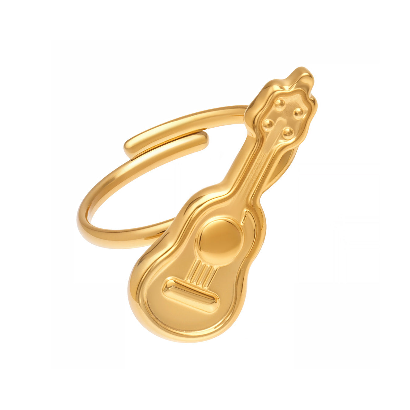 Gold plated 316L stainless steel guitar adjustable ring product photo for wholesale