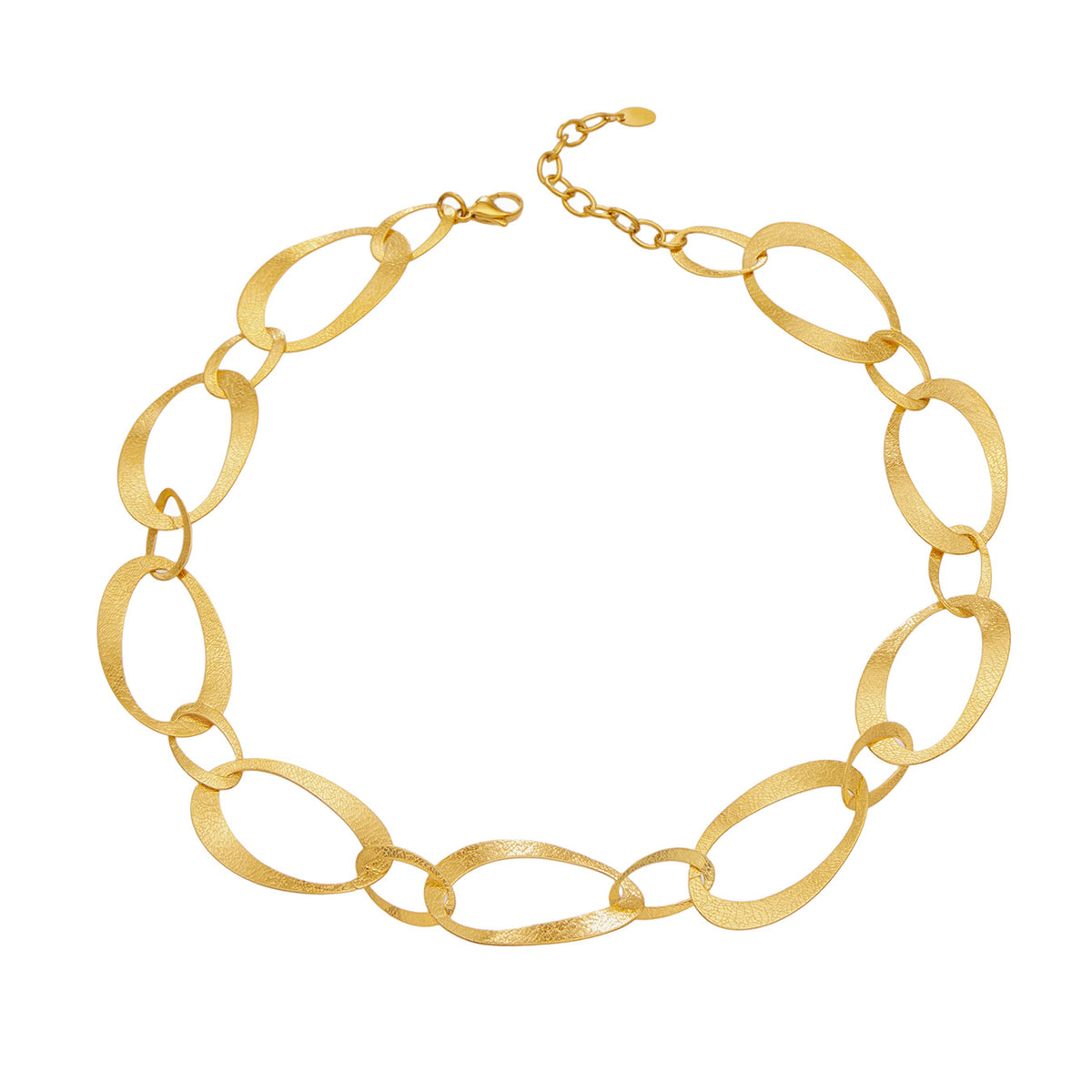 Elegant 316L stainless steel hammered oval necklace in gold finish