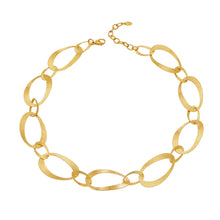 Elegant 316L stainless steel hammered oval necklace in gold finish