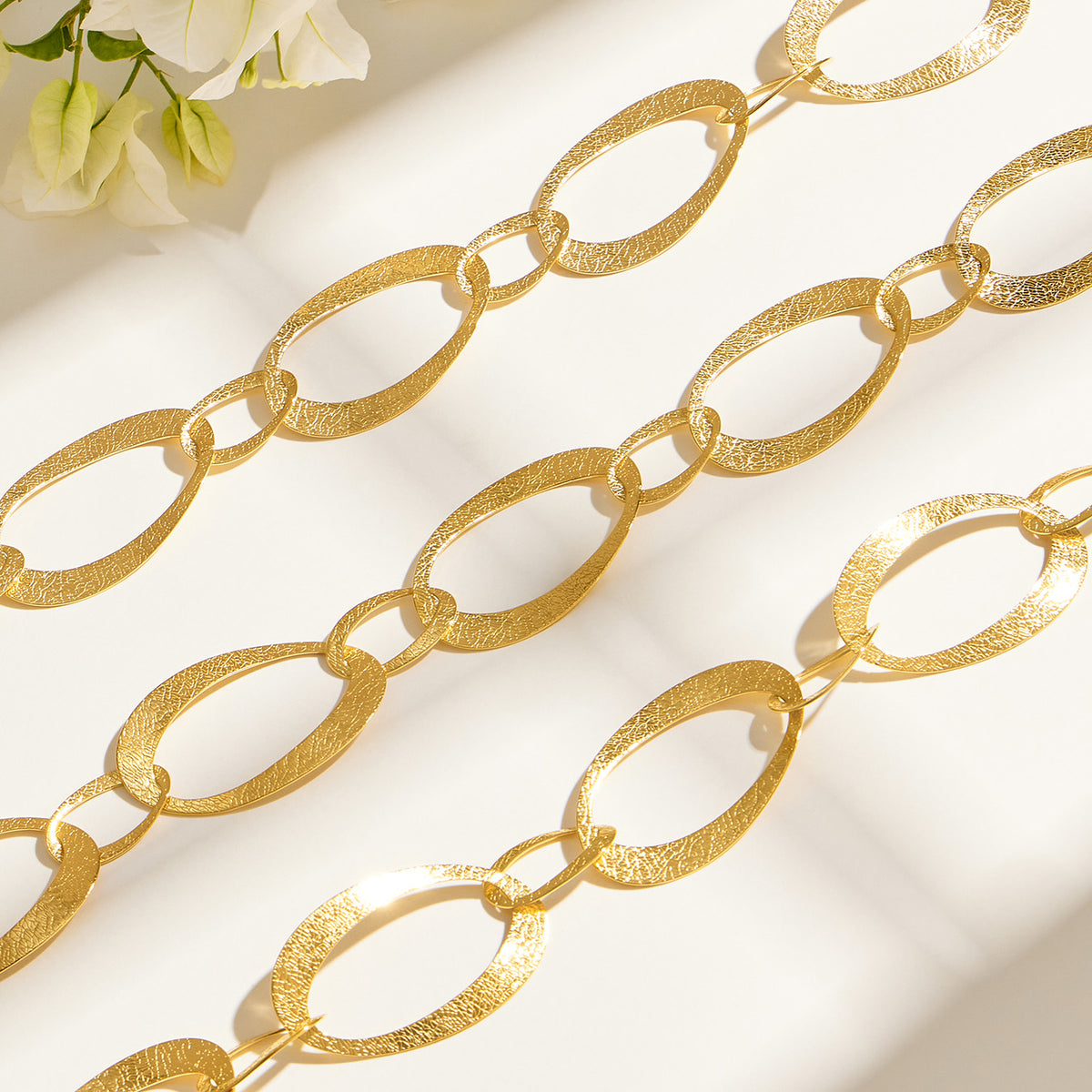 316L Stainless Steel 18K PVD Gold Hammered Oval Necklace made with 316L stainless steel and 18K PVD gold finish for wholesale jewelry buyers - image 7
