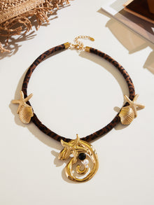316L Stainless Steel Hammered Texture Large & Small Circle Leopard Print Necklace Set - Image 12