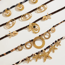 316L Stainless Steel Hammered Texture Large & Small Circle Leopard Print Necklace Set - Image 15
