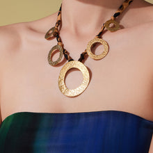 316L Stainless Steel Hammered Texture Large & Small Circle Leopard Print Necklace Set - Image 7