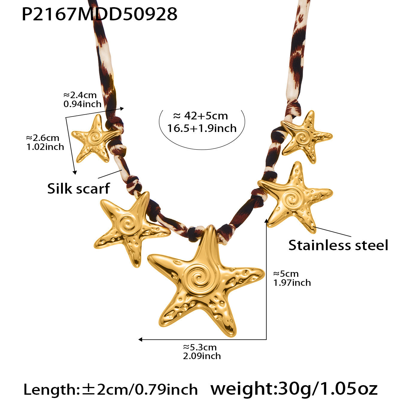 316L Stainless Steel Hammered Texture Large & Small Circle Leopard Print Necklace Set - Image 9