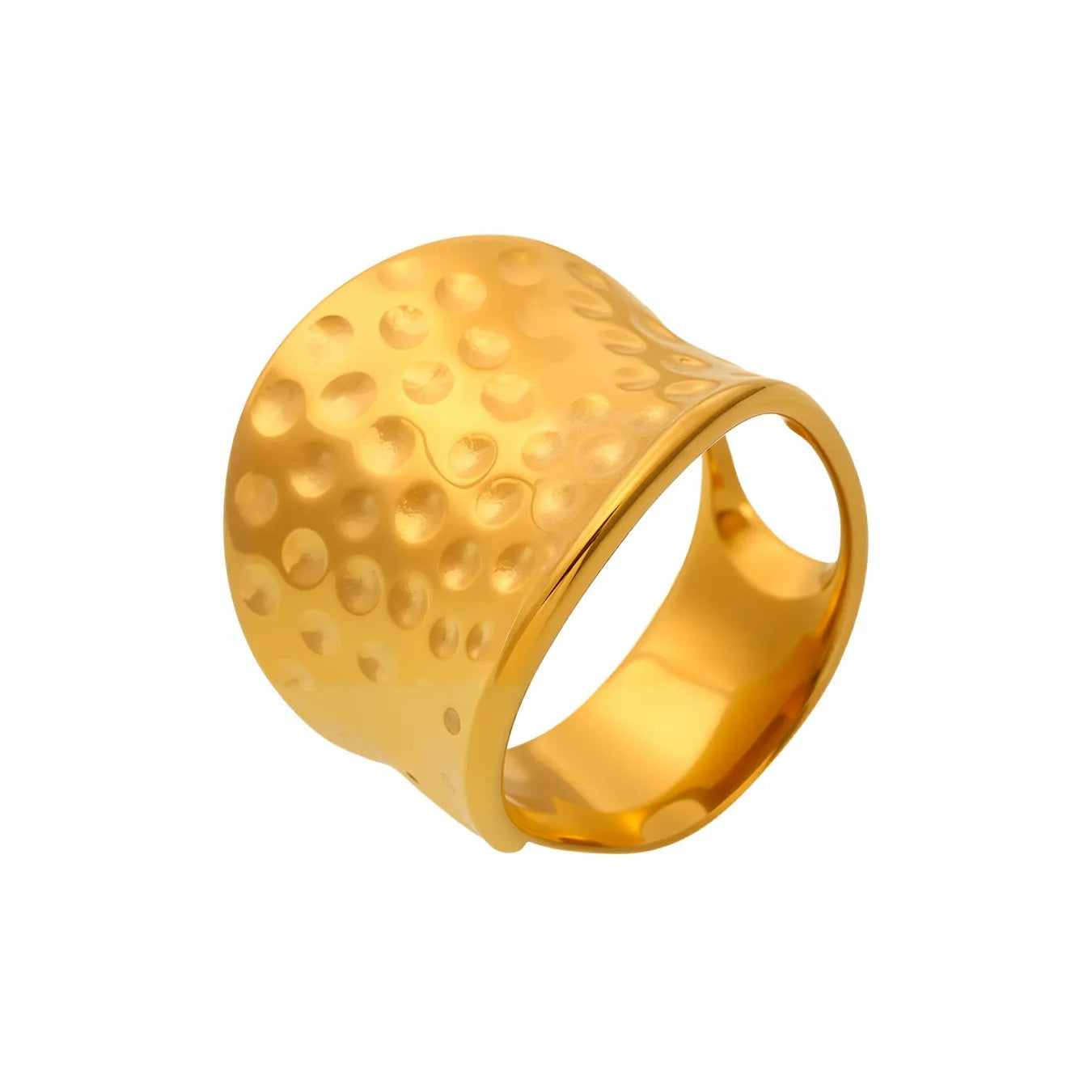316L Stainless Steel Hammered Wide Band Ring - Image 5