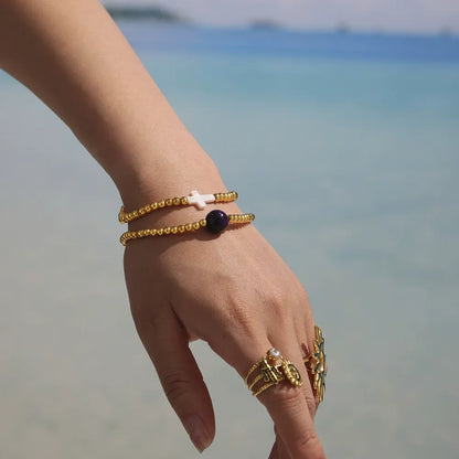 316L Stainless Steel Hand-Beaded Cross Bracelet - Image 2