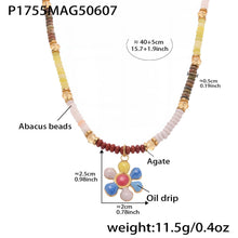 316L Stainless Steel Hand-Beaded Enamel Flower Agate Collarbone Necklace - Image 10
