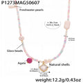 Colorful Beaded Shell Pendant / 40-45cm Adjustable